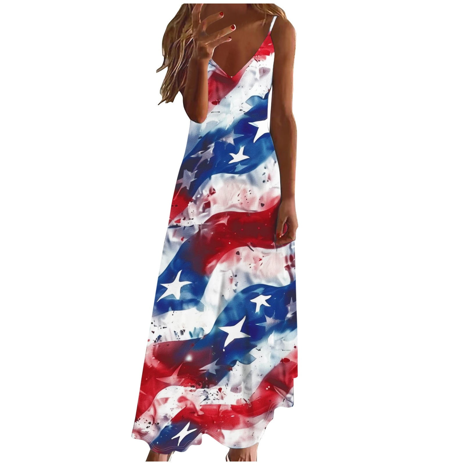 Bimba Women's Rayon Sleeveless Long Maxi Dress - Sky Blue Printed Beach Summer Casual Dress