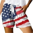 thumbnail image 1 of Edvintorg 4Th Of July women shorts with pockets Women's Independence Day Printed Casual Loose Pockets Lacing Drawstring Short Pants Red M, 1 of 4