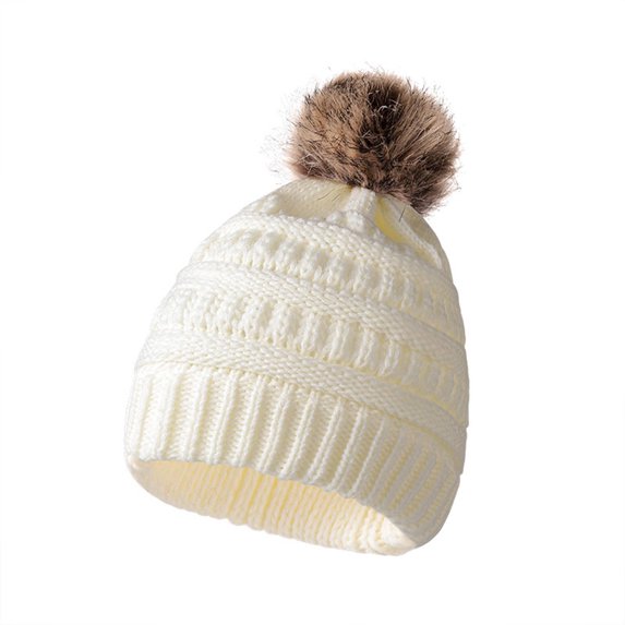 Edvintorg 5-11Years Kids Winter Hats Boys Girls Casual Children Children Knitted Bowler Pompon Hat Outdoor Children's Cap On Clearance