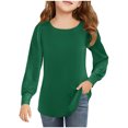 thumbnail image 1 of Edvintorg 5-14 Years Girls Shirts Solid Color Casual Loose Long Sleeve Round Neck Pullover Tops Spring Fall Girls' Tops, Tees & Blouses, 1 of 6