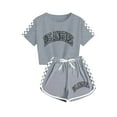 thumbnail image 1 of Edvintorg 5-14 Years Teenage Girls Clothing Fashion Letter Printed Casual Round Neck Short Sleeve Tops And Short Pants Sets 2Pcs Summer Outfit Kids Clothes Boys, 1 of 3
