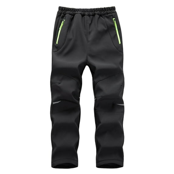 Edvintorg 5-16Years Kids Pants Boys Fashion Plush Solid Color Keep Warm Windproof Water Proof Outdoor Hiking Ski Pants Girls Winter Pants Trousers