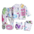 thumbnail image 1 of Edvintorg 5PCS cute cartoon printed Pyjamas Set for Newborn clothes Baby Boys Girls Long Sleeve Tops+Hat+Pants+Bib sets Baby Costume, 1 of 4