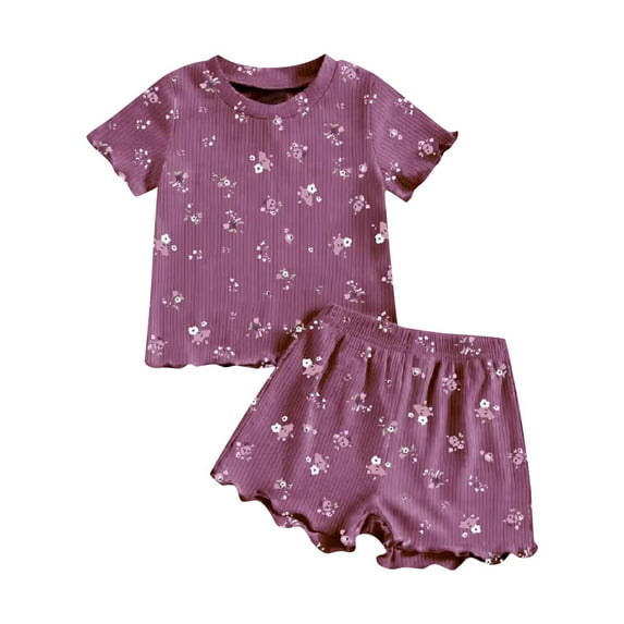 Edvintorg 6M-3Y Newborn Infant Baby Girl Clothes Set Cute Outfits Printed Casual Short Sleeve Tops Shirt And Short Sets Loungewear Kids Clothes Girls