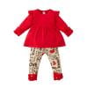 Edvintorg 6M-4T Toddler Baby Girl Outfits Cute Valentine's Day Ruffles Long Sleeve Tops + Letter Printed Pants 2 Piece Set Kids Clothes Girls