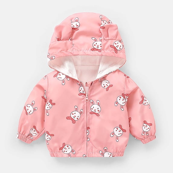 Edvintorg 6Months-4Years Children Jackets Spring Fall Kids Outerwear Coats Cute Printed Hooded Jackets with Zipper for Boys Baby Boys Girls Windbreaker