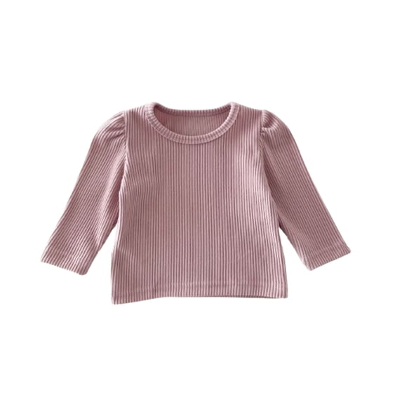 Edvintorg 6Months-4Years Toddler Girl Clothes Kids Shirts Girls Spring Fall Solid Color Long-Sleeved Thin Cotton Bottoming Shirt Blouse Cute Girl School Outfits