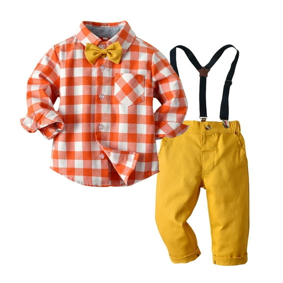 Edvintorg 6Months-5Years Baby Boy Set Clothes Fall Winter Long Sleeve Suspender Trousers Set Boys Sling Gentleman Clothes formal Dress Suit Kids Clothes Boys