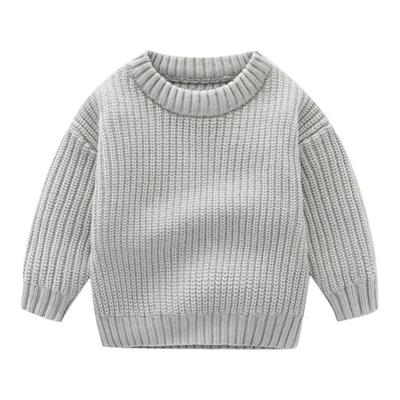 Edvintorg 6Months-5Years Toddler Baby Sweater Boys Girls Cute Solid Color Winter Thick Pullover Tops Casual Keep Warm Sweater Long Sleeve