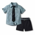 thumbnail image 1 of Edvintorg 6Months-6Years Boys Sets Clothing Summer Clearance Children Boy'S Wear Short-Sleeved Lapel Shirt Shorts Suit With Belt Tie Baby Boy Clothes, 1 of 3