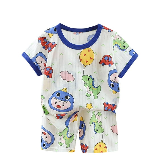 Edvintorg 6Months-6Years Kids Clothes Loungewear Toddler Boys Girls Clothes Sets Cute Printed Casual Short Sleeve Round Neck Tops And Short Sets Children's Clothing