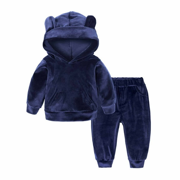 Edvintorg 6Months-7Years Autumn Winter Kids Girls Clothing Sets Fashion Girls' Casual Golden Velvet Hooded Pullover Long Sleeve Sweatshirt Pants Tracksuit Set
