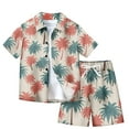 thumbnail image 1 of Edvintorg 7-14Y Boys Hawaiian Outfits Tropical Print Button Down Shirt Short Sets Summer Outfit Kids 2 Piece Clothes Casual Short Sleeve Tops Short Sets Boys Clothing, 1 of 3
