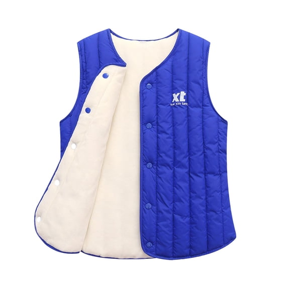 Edvintorg 8-12 Years Boys Vest Fashion Solid Color Plush Cute Sleeveless Waistcoat Winter Thick Casual Keep Warm Coat Jackets Children's Vest