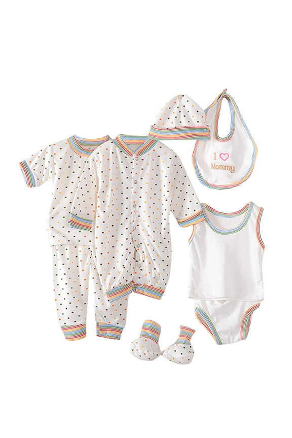 8Pcs Newborn Baby Boy Girl Clothes Sets Cute Tops+Hat+Pants+Bib+Sock Shose+Romper Outfits Set Infant Baby Jumpsuit 0-3 Months Baby Costume