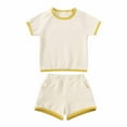 thumbnail image 1 of Edvintorg 9Months-5Years Boys Summer Sets Clothing Clearance Fashion Casual Suits Solid Crepe Gauze T-Shirt Short Sleeve Shorts Set Loungewear Children's Sports Suit, 1 of 7