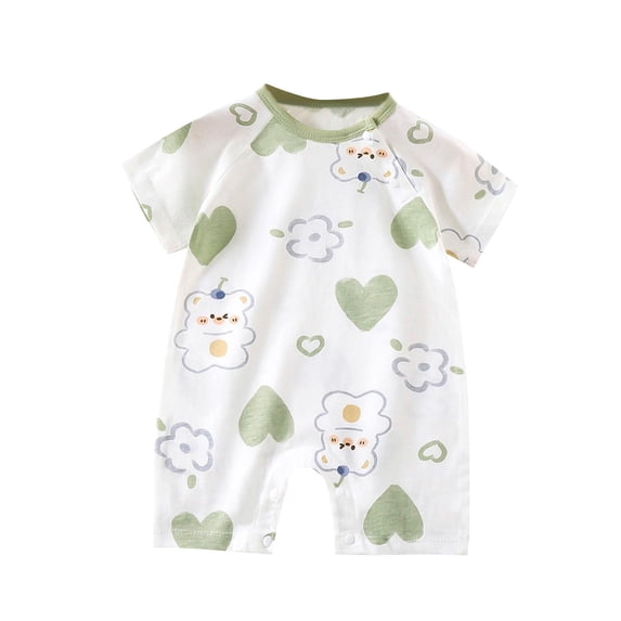 Edvintorg Baby Clothes Summer Short Sleeve Thin Baby Jumpsuit Cute Cartoons Printed Cotton Romper Clothes for Boys Girls Climbing Clothes 0-12 Months