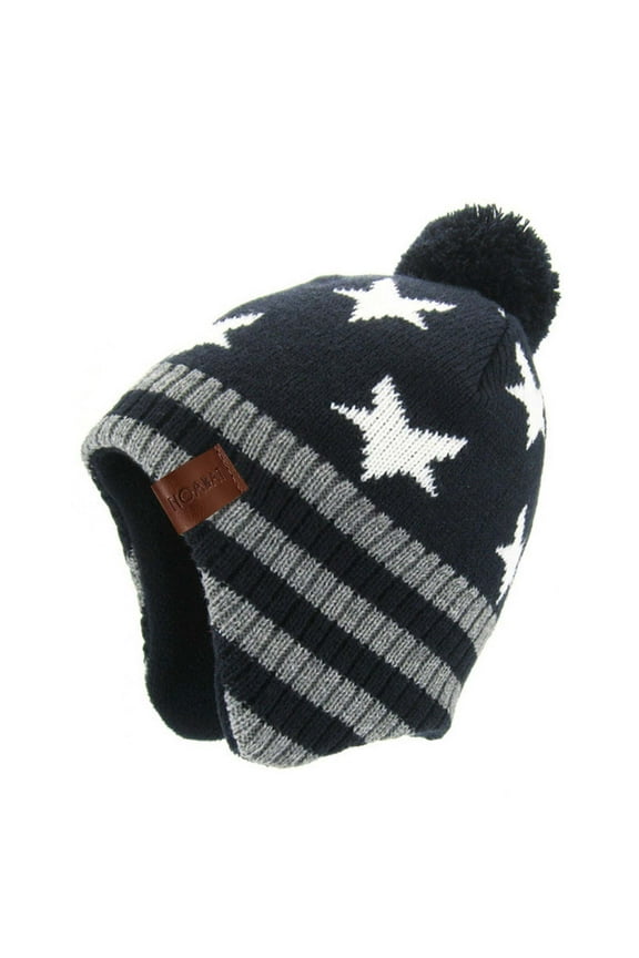 Baby Winter Hat Infant Beanie Girls Children's Winter Warm Knitted Fluff Ball Ear Cap Baby Hats Kids Boy Accessories 1-15Years
