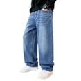 thumbnail image 1 of Edvintorg Baggy Jeans for Boys Streetwear Classic Wide Leg Jeans Elastic Waist Demin Pants with Pockets Teen Clothes 5-15, 1 of 6