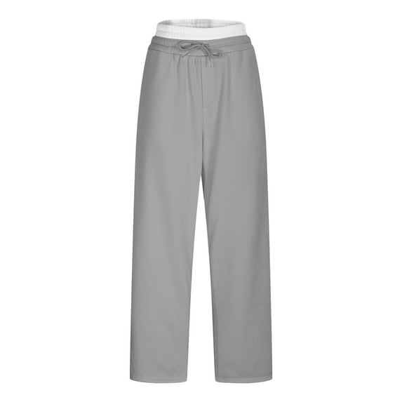 Edvintorg Baggy Sweatpants Women Fashion Solid Color Elastic Waist Pocket Casual Pants with Drawstring Womens Joggers Plus Size Clothing Gray L