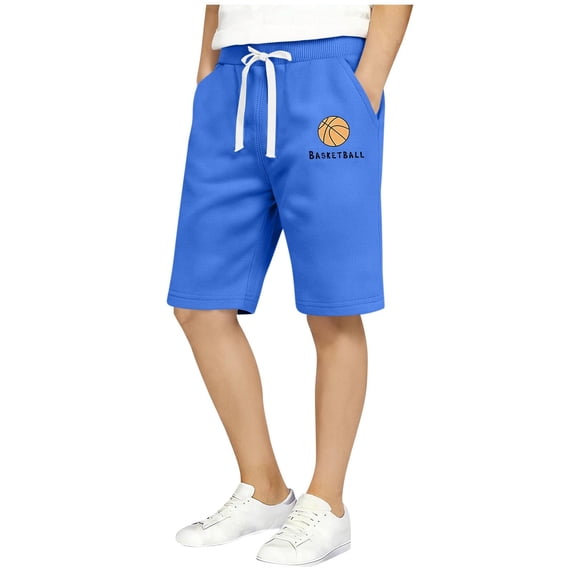 Edvintorg Basketball Shorts Boys Fashion Printed Elastic Waisted Athletic Short with Drawstring Cotton Clothes Size 1-12