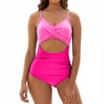 thumbnail image 1 of Edvintorg Bathing Suits for Women Color Block Cutout High Waisted Tummy Control Wrap Tie Back Swimsuit with Adjustable Swimwear Monokini, 1 of 7