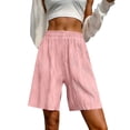 thumbnail image 1 of Edvintorg Bermuda Shorts for Women Knee Length Elastic Waisted Breathable Lightweight Loose Fit Casual Short Women Summer Clothes Pink XXL, 1 of 6