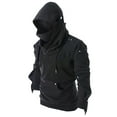 thumbnail image 1 of Edvintorg Black Hooded Oversized Sweatshirt Men Retro Dark Masked Drawstring Long Sleeve Hoodie Button Decorative Men's Top with Pockets, 1 of 6