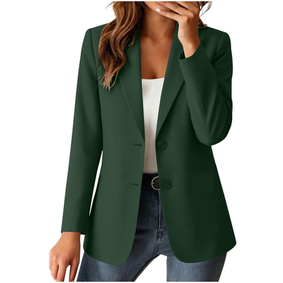 Edvintorg Blazers for Women Long Sleeve Business Casual Suit Jacket Solid Color Open Front Blazer Womens Clothing Army Green S-2XL