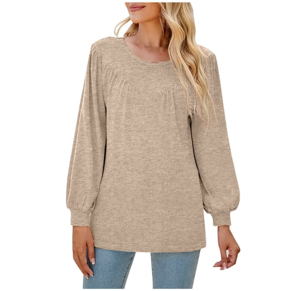 Edvintorg Blouses for Women Casual Women's Long Sleeve Round Neck Sexy Casual Solid Blouse and Tops Office Ladies Shirts