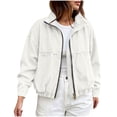 thumbnail image 1 of Edvintorg Blue Jean Jackets for Women Collared Long Sleeve Loose Casual Denim Jacket with Pocket Clothes for Women S-2XL White, 1 of 9
