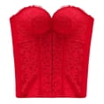 thumbnail image 1 of Edvintorg Body Shaper for Women Under Dress Floral Lace Waist Cincher Top Shapewear Strapless Corset Bustier Womens Clothes Red 34B, 1 of 5