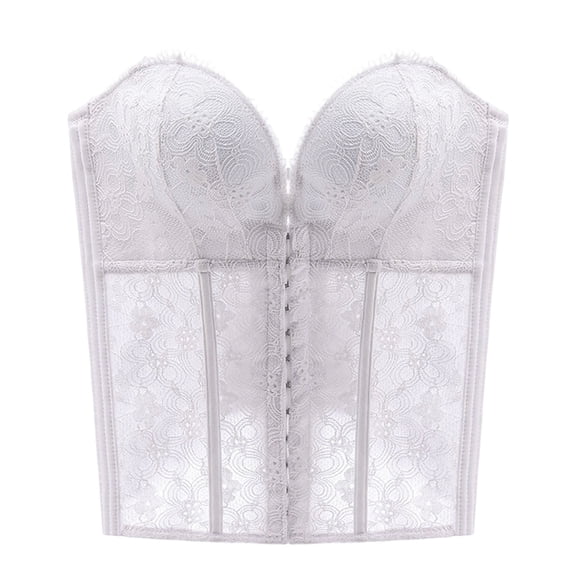 Edvintorg Body Shaper for Women Under Dress Floral Lace Waist Cincher Top Shapewear Strapless Corset Bustier Womens Clothes White 34B