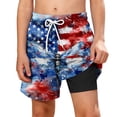 thumbnail image 1 of Edvintorg Boy Shorts 4Th Of July Compression Liner Printed Elastic Waisted Athletic Casual Beach Short with Drawsting Size 5-14, 1 of 9