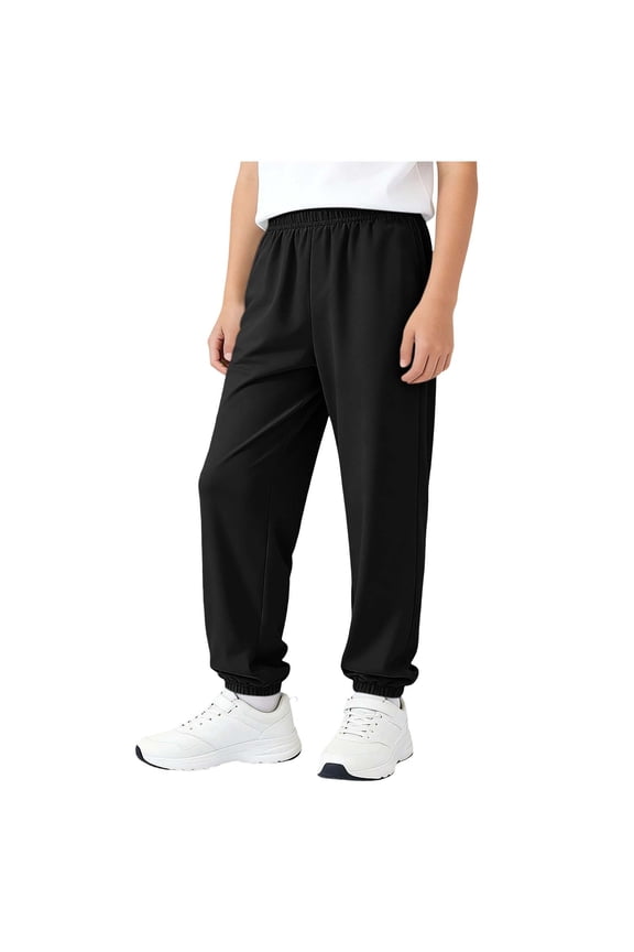 Boys Athletic Pants Summer Breathable Elastic Waisted Casual Cuffed Trousers with Pockets Size 3-13