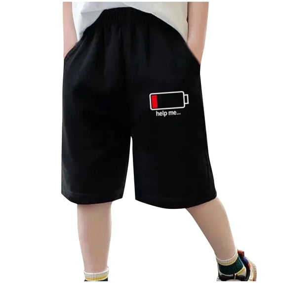 Edvintorg Boys Basketball Shorts Fashion Cute Printed Elastic Waist Casual Sports Cotton Short with Pocket 8-15 Years Summer Boys Shorts