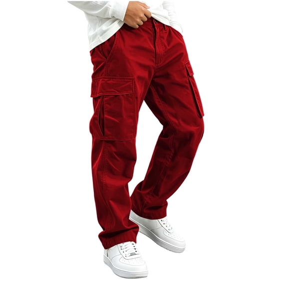 Edvintorg Boys Cargo Pants Outdoor Elastic Waisted Loose Casual Workout Hiking Pant with Pocket Boys Fashion Size 5-15