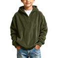 thumbnail image 1 of Edvintorg Boys Hoodies Size 10 12 Long Sleeve Corduroy Hooded Sweatshirt Solis Color Quarter Zip Pullover Top Kids Clothes Boys, 1 of 9