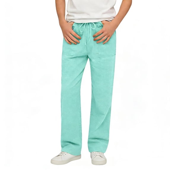Edvintorg Boys Joggers Cotton Elastic Waisted Loose Fit Straight Leg Casual Athletic Pants with Drawstring Size 4-15