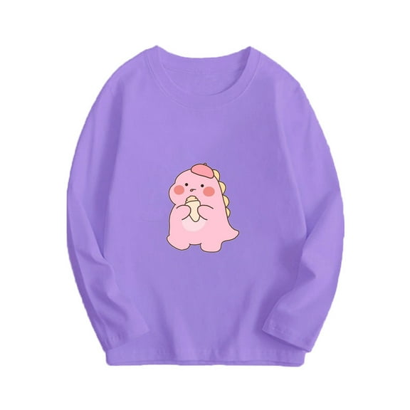 Edvintorg Boys Long Sleeve Shirts Kids Soft Cotton Crewneck Tee T-Shirt Cute Cartoons Printed Casual Basic Long Sleeve Top Kid School Outfits 8-15Years Teenage Girls Tshirts