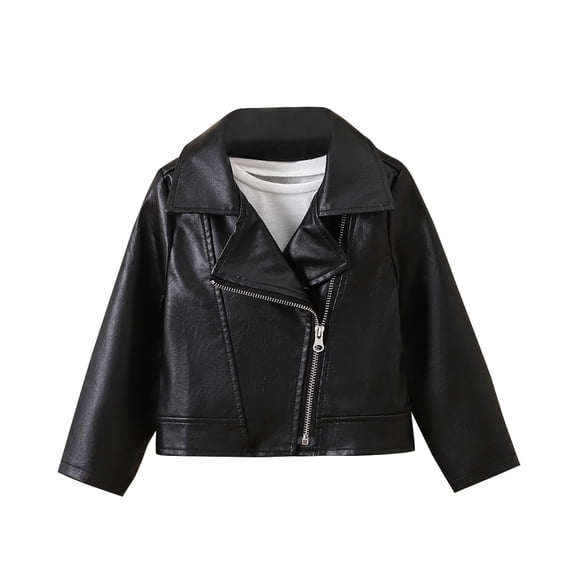 Edvintorg Boys Rain Jackets Size 2-11 Leather Long Sleeve Notch Lapel Zip up Coat Kids Clothes Boys