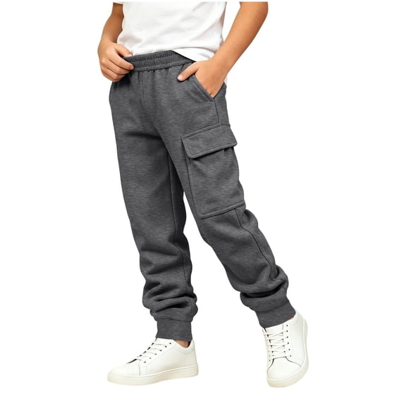 Edvintorg Boys Sweatpants Solid Color Casual Jogger Elastic Waisted Cuffed Athletic Pant with with Pocket Kids Clothes Size 5-14