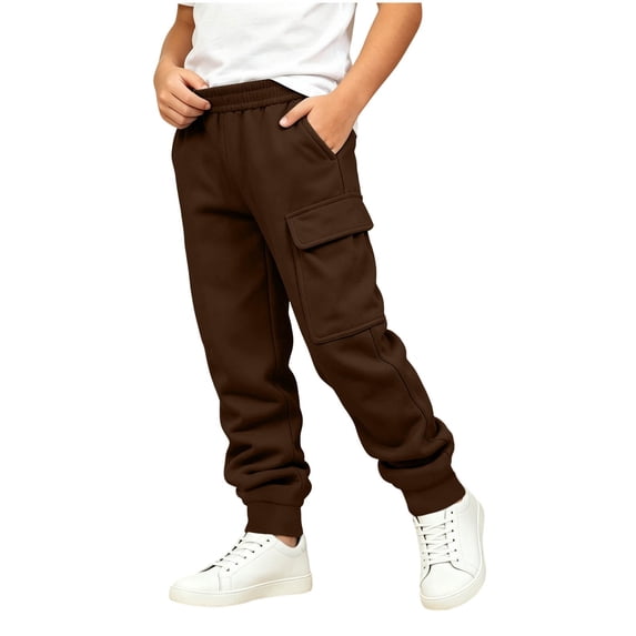 Edvintorg Boys Sweatpants Solid Color Casual Jogger Elastic Waisted Cuffed Athletic Pant with with Pocket Kids Clothes Size 5-14