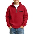 thumbnail image 1 of Edvintorg Boys Sweatshirt Long Sleeve Quarter Zip Casual Pullover Top Stand Collar Loose Sweatshirt Boy Clothes Size 3-14, 1 of 7