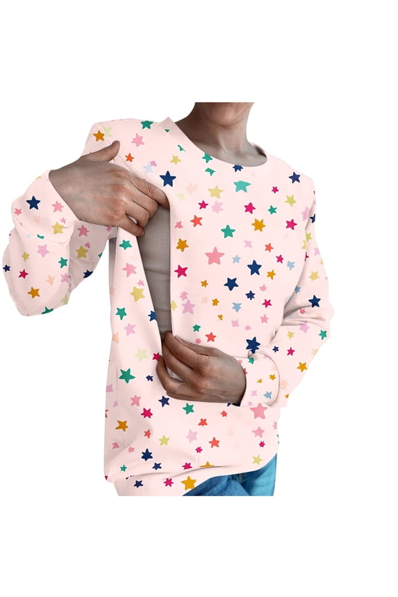 Breast Feeding Shirts Women Long Sleeve Winter Maternity Crew Neck Sweatshirt Pullover Nursing Tops Pregnancy Clothes for Women