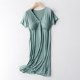 thumbnail image 1 of Edvintorg Breastfeeding Gown Summer Women's Solid V-Neck Short Sleeve Breastfeeding Postpartum Pregnant Dress Sleepwear with Chest Pad Pijama Premama, 1 of 7