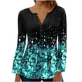 thumbnail image 1 of Edvintorg Button Up Shirts For Women Clearance Fashion Fold Printed Long Sleeve V Neck Loose Tunic Tops Blouses, 1 of 2