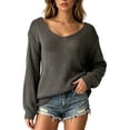thumbnail image 1 of Edvintorg Cardigan Sweaters for Women Long Sleeve V Neck Loose Casual Knit Pullover Top Women's Clothing S-XL Gray, 1 of 9