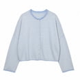 thumbnail image 1 of Edvintorg Cardigan Sweaters for Women Striped Crew Neck Long Sleeve Loose Casual Knit Sweater with Button Women Clothes Light Blue XL, 1 of 4
