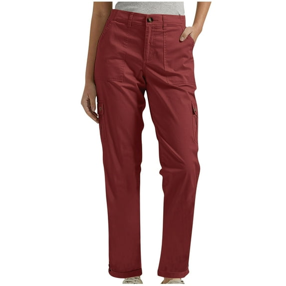 Edvintorg Cargo Pants for Women Streetwear Solid Color Casual High Waist Cargo Pants with Pocket Workwear Trousers Pants for Women